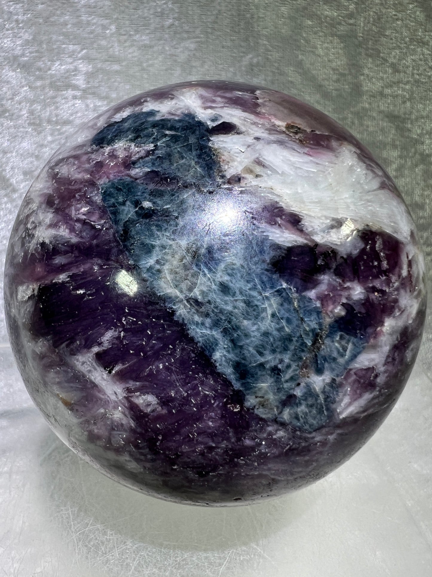 Unicorn Crystal Sphere. 77mm. All Natural Rare Display Sphere. Amazing Colorful Inclusions.