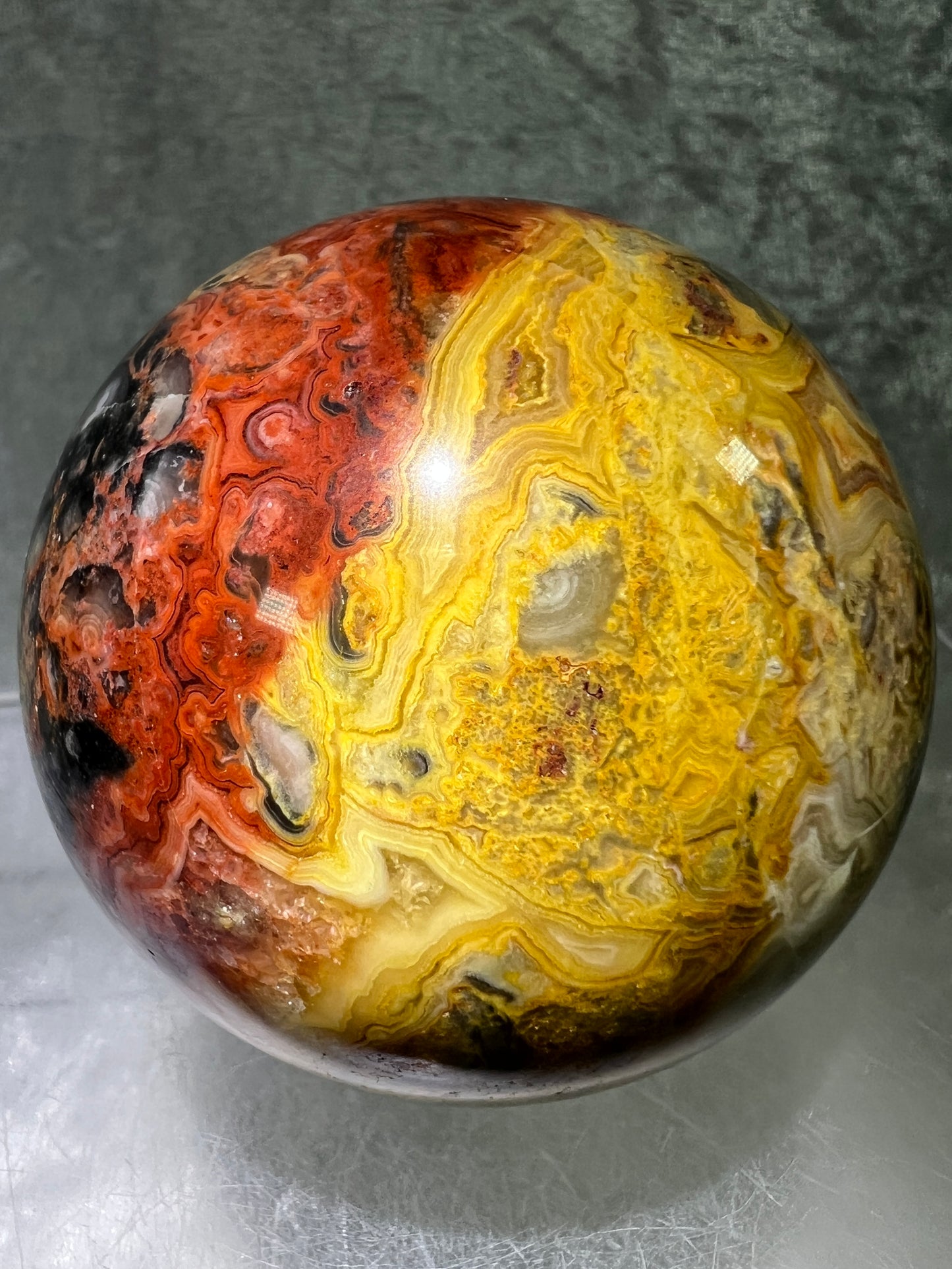 Crazy Lace Agate Sphere. 63mm. Gorgeous Colors And Druzy On This Sphere. Amazing Indonesian Crazy Lace Display Sphere