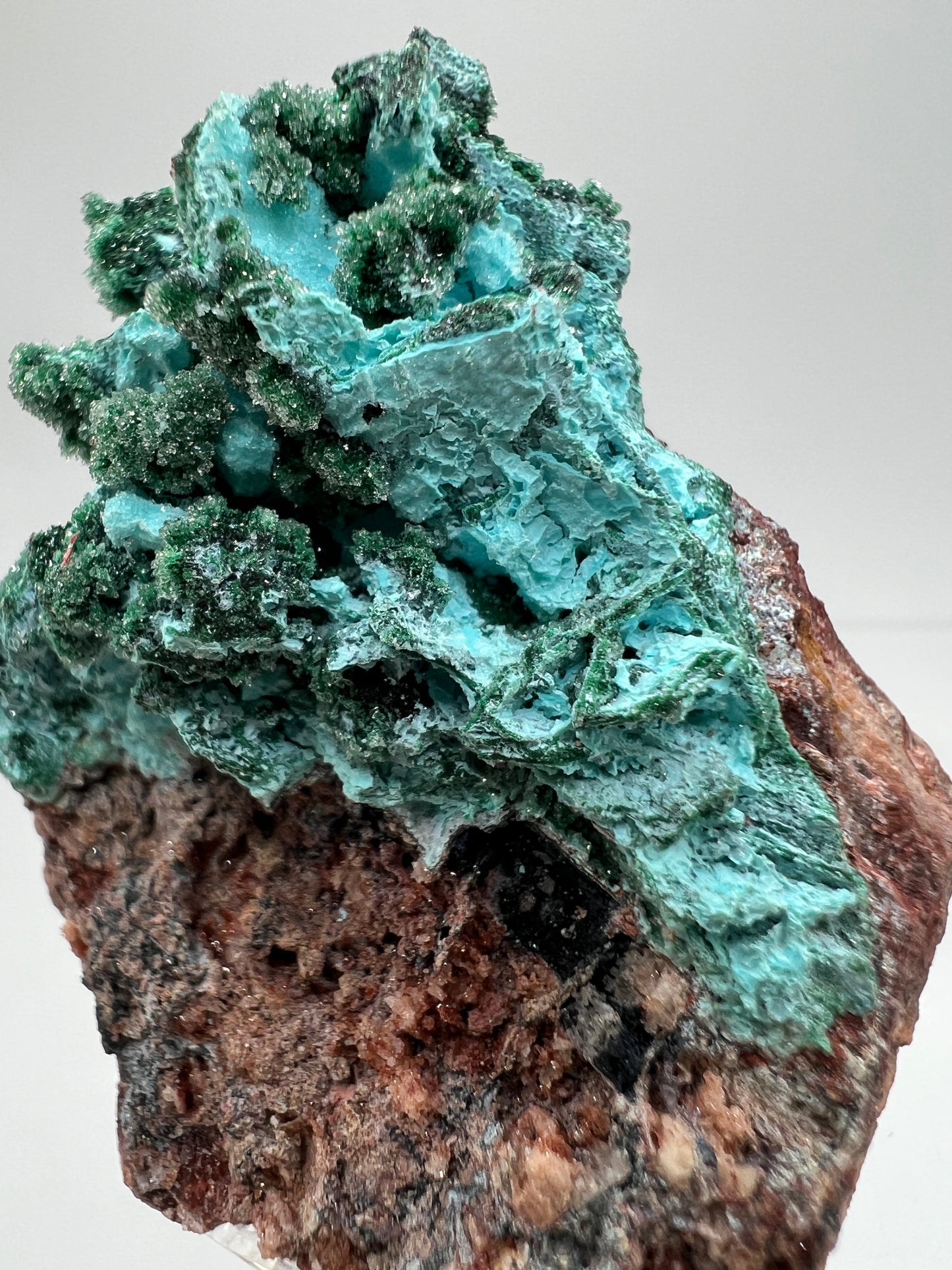 Chrysocolla And Malachite Specimen. High Quality Druzy Chrysocolla From Likasi, Congo. Gorgeous Color Display Crystal.