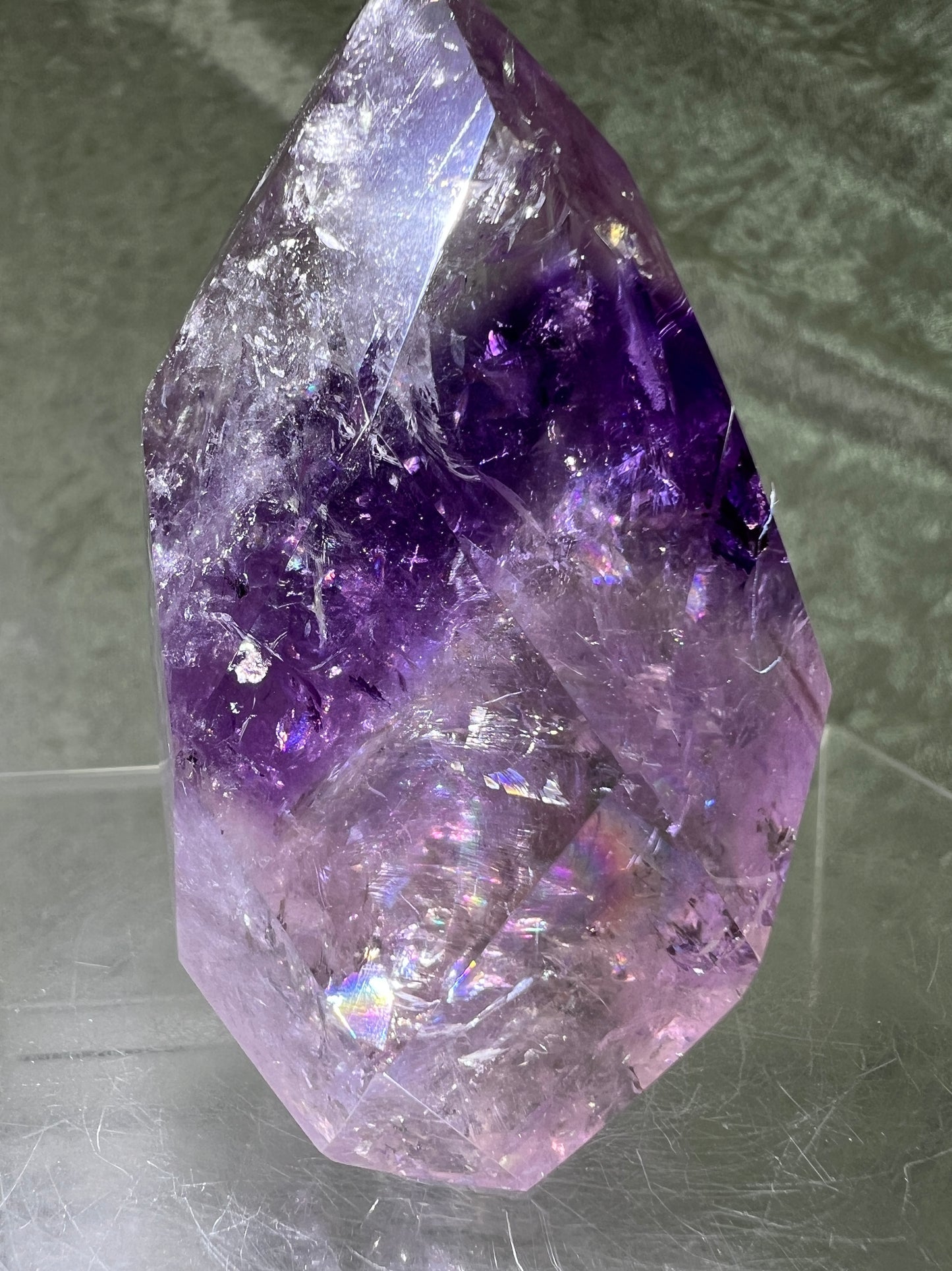 Phantom Amethyst Faceted Flame. Gorgeous Faceted Amethyst With Amazing Phantoms. High Quality Rare Crystal.