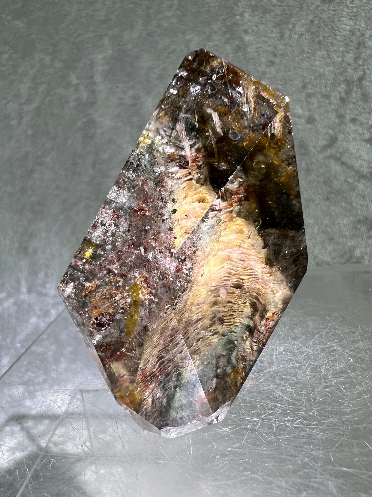 Garden Quartz Polished Freeform. Stunning Thousand Layer Quartz. Gorgeous Pastel Colors. Amazing Polished Lodolite Freeform.