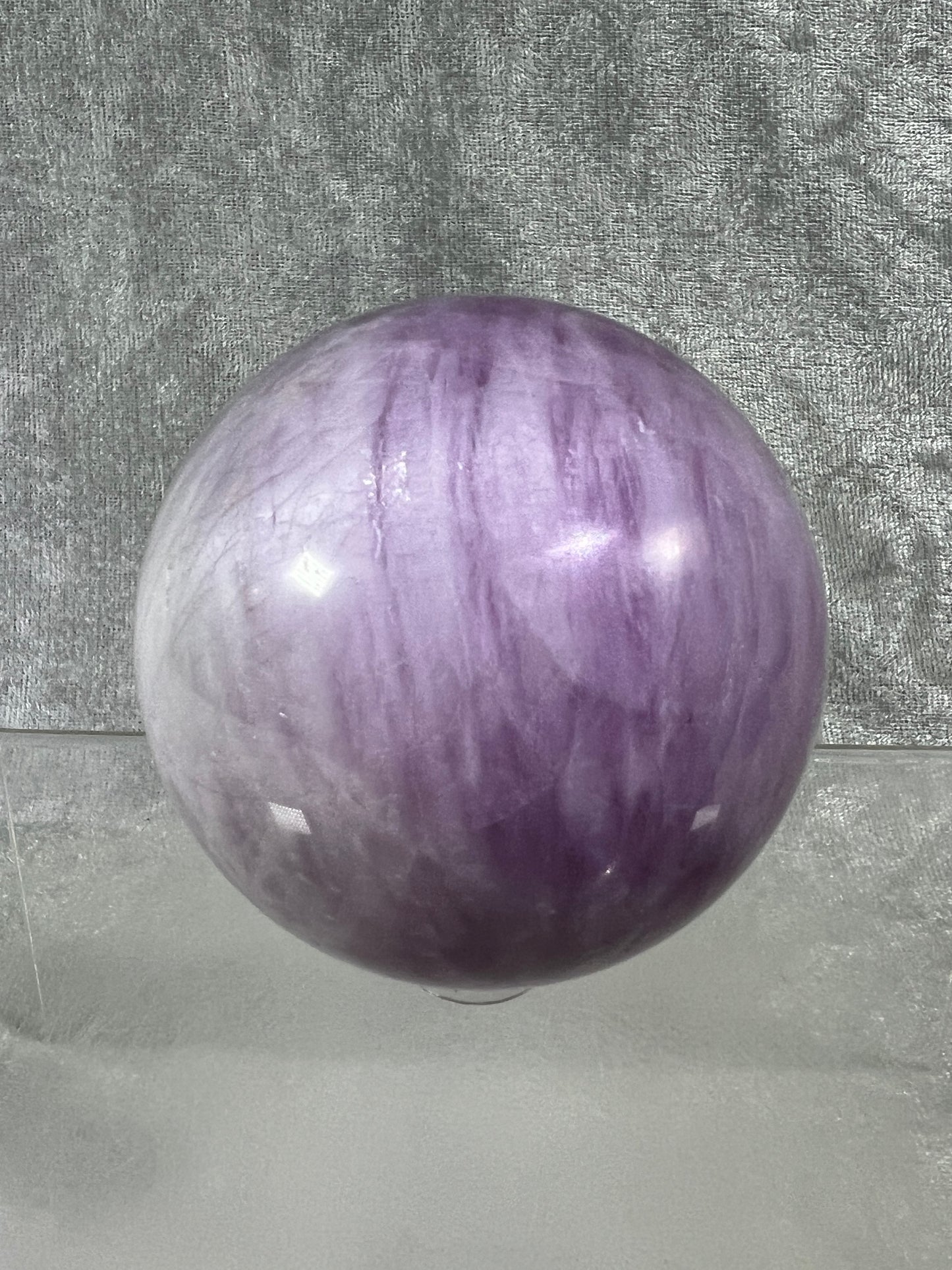 Kunzite Crystal Sphere. 67mm. Rare Stunning Display Sphere. Beautiful Lavenders With Amazing Flash!