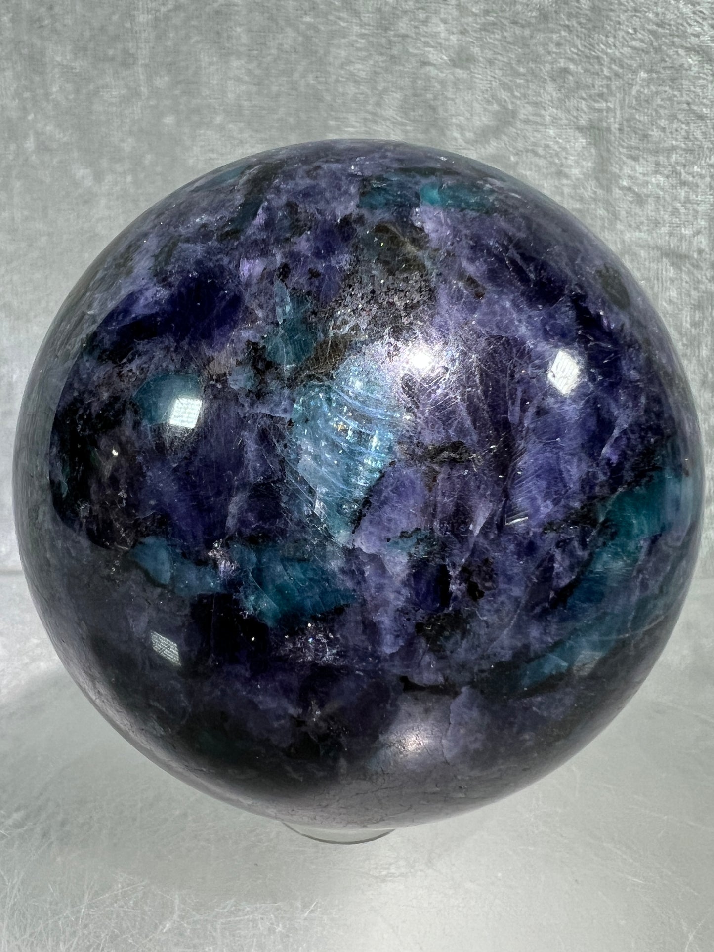 Iolite Crystal Sphere. 62mm. Gorgeous Rare Water Sapphire From Madagascar. Incredible Rare Cordierite Display Sphere.