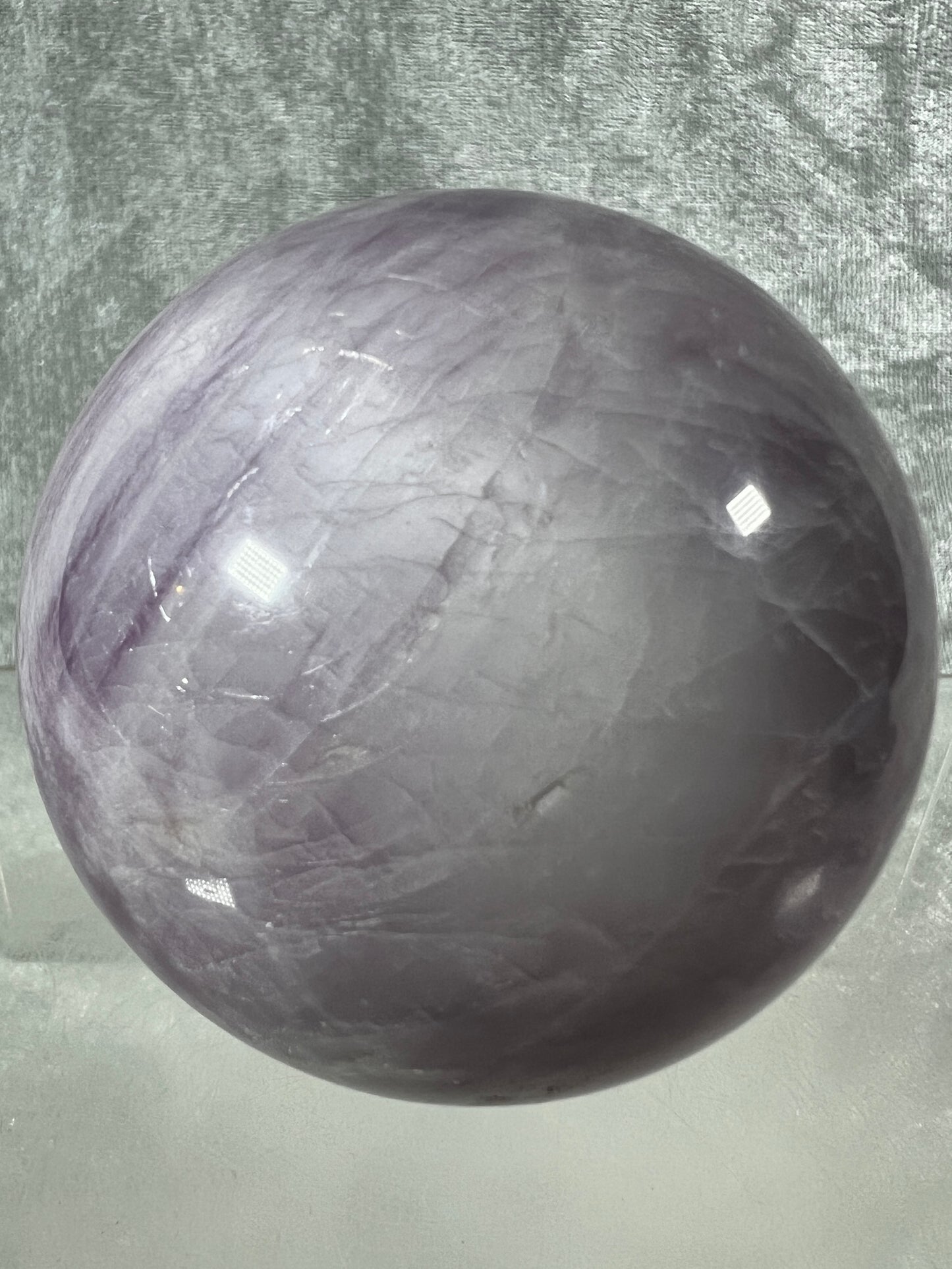 Kunzite Crystal Sphere. 67mm. Rare Stunning Display Sphere. Beautiful Lavenders With Amazing Flash!