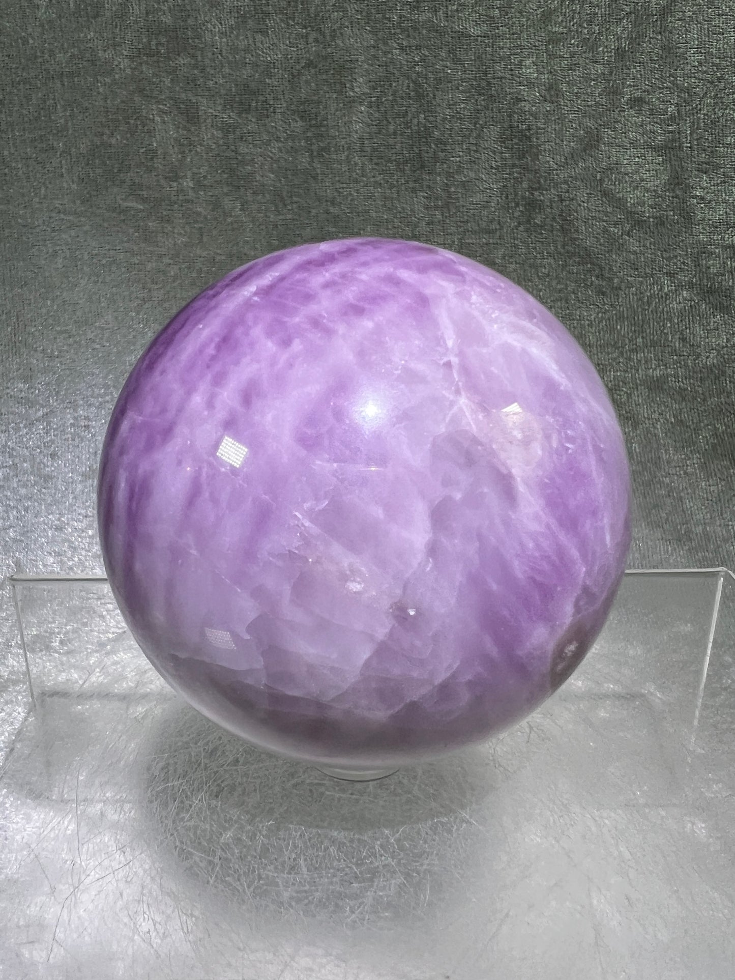 Kunzite Crystal Sphere. 67mm. Rare Stunning Display Sphere. Beautiful Lavenders With Amazing Flash!