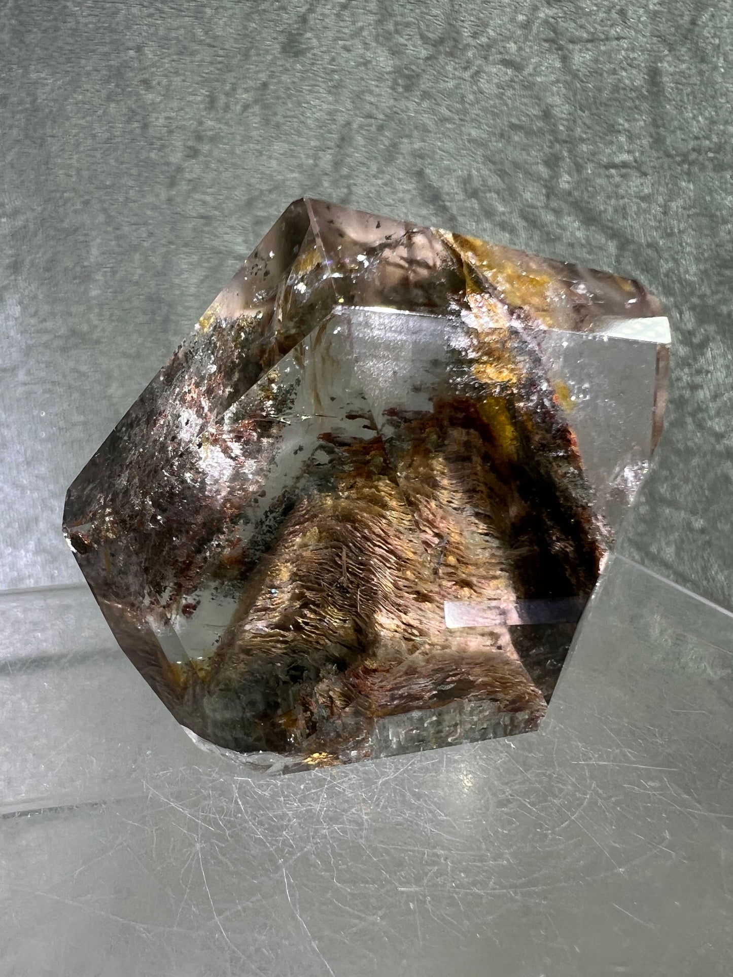 Garden Quartz Polished Freeform. Stunning Thousand Layer Quartz. Gorgeous Pastel Colors. Amazing Polished Lodolite Freeform.