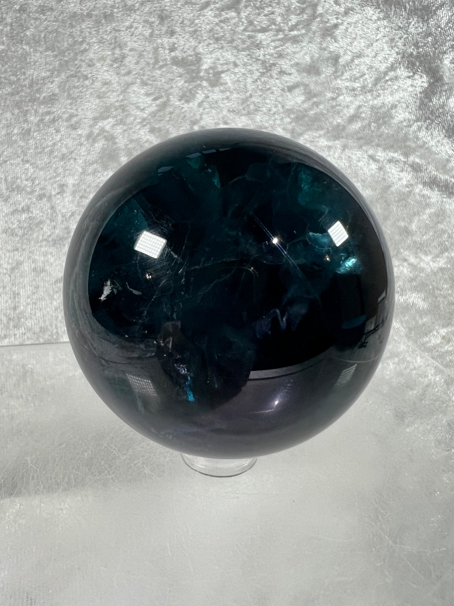 Blue Fluorite Sphere. 60mm. Gorgeous Rare Blue Fluorite. Beautiful Display Sphere With Rainbows.