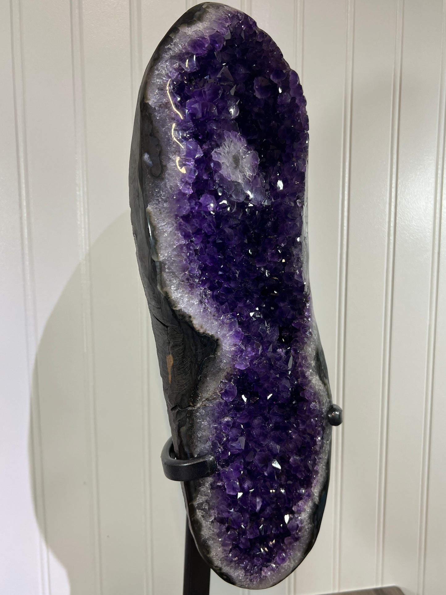 Amethyst Geode Specimen. Extra Large Uruguayan Specimen. Gorgeous Top Quality Statement Piece! Custom Made Steel Stand
