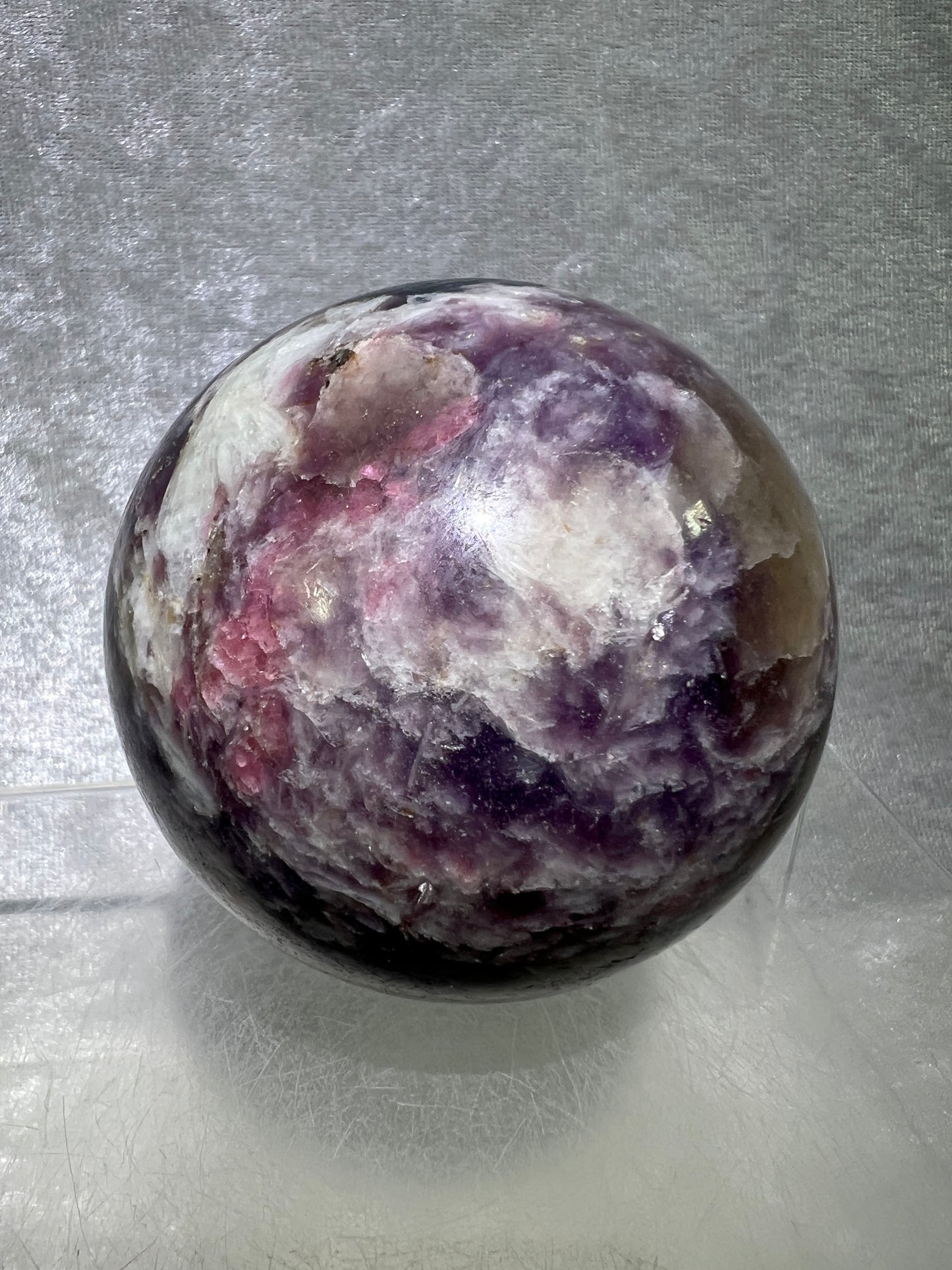 Unicorn Crystal Sphere. 77mm. All Natural Rare Display Sphere. Amazing Colorful Inclusions.