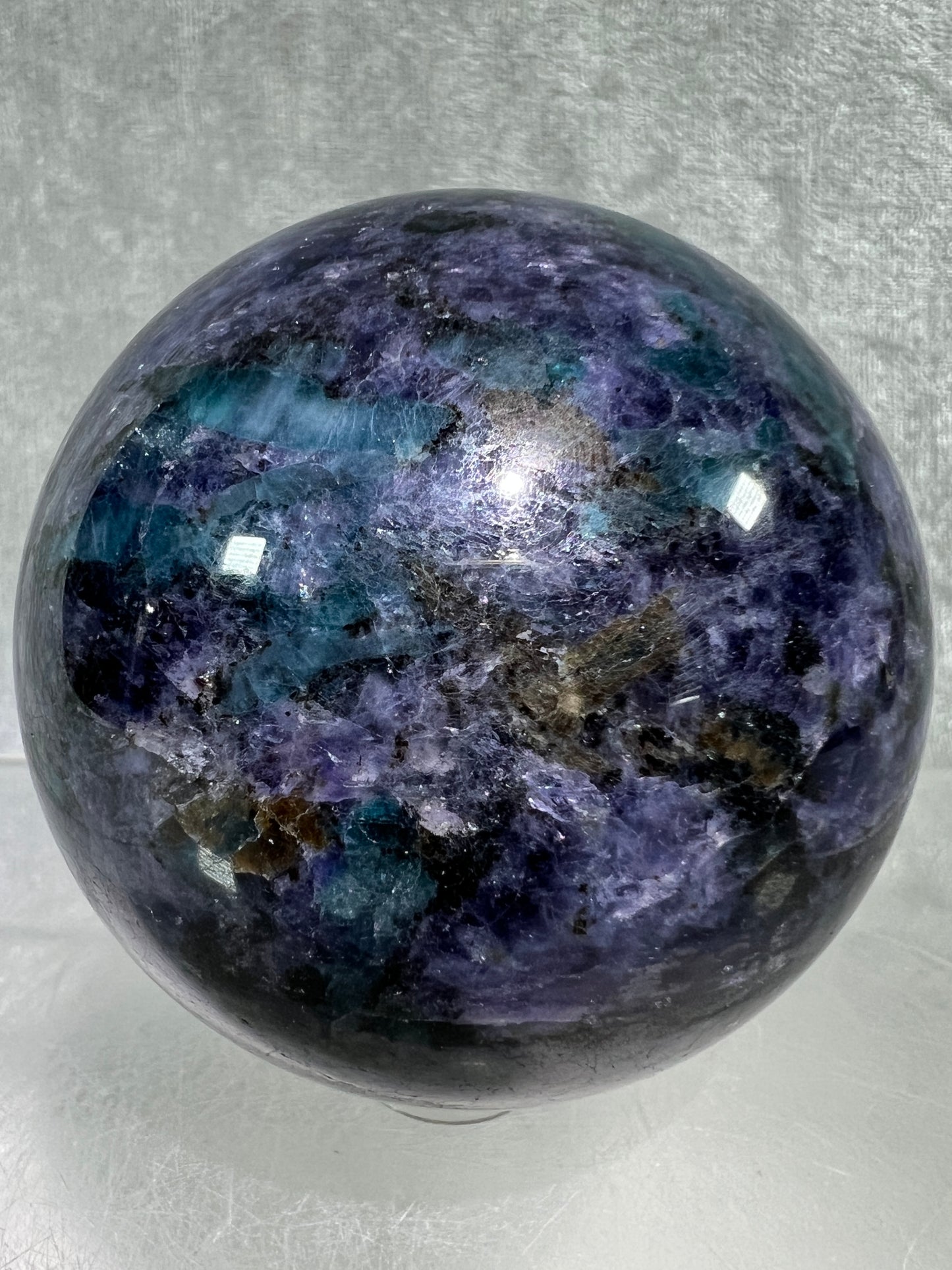Iolite Crystal Sphere. 62mm. Gorgeous Rare Water Sapphire From Madagascar. Incredible Rare Cordierite Display Sphere.