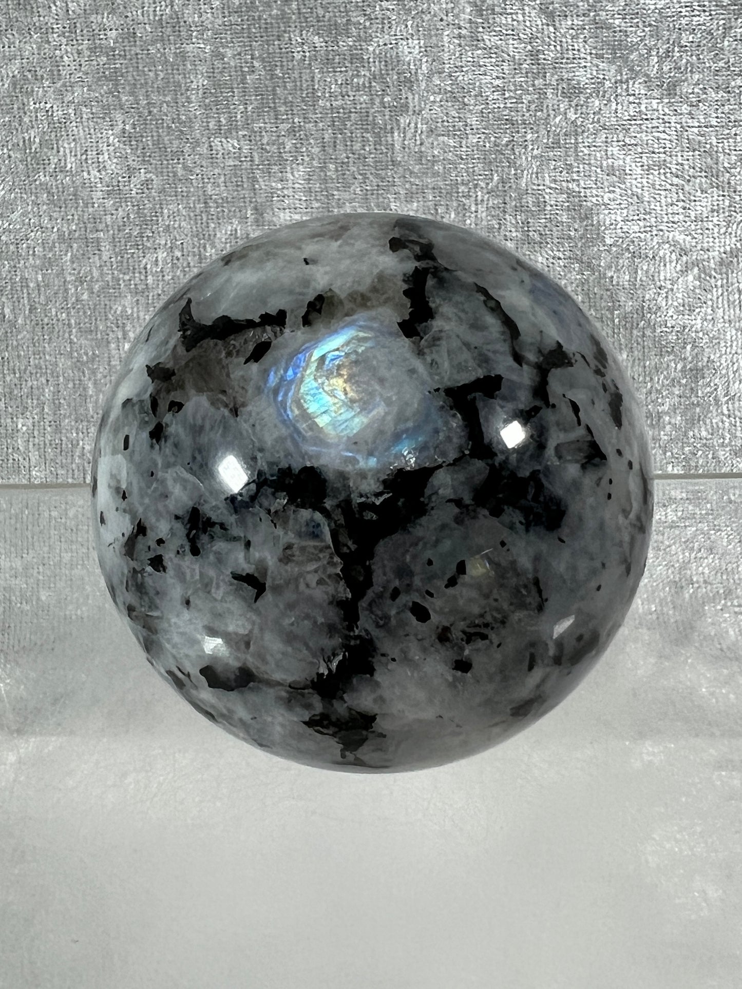 Rainbow Moonstone Sphere. 60mm. Gorgeous Rainbow And Blue Flash! High Quality Display Sphere