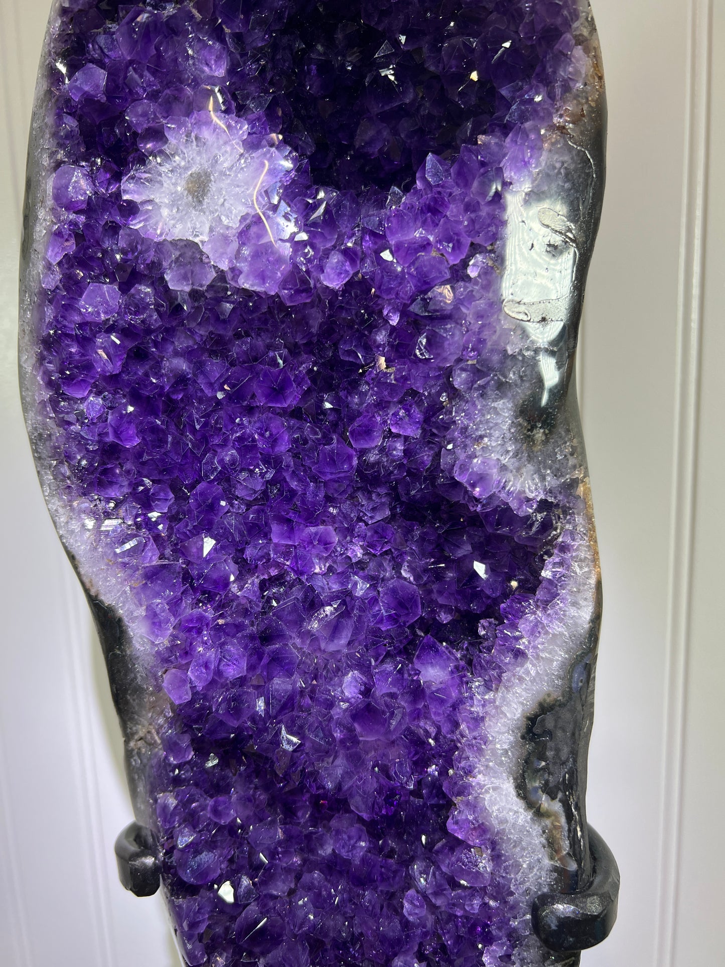 Amethyst Geode Specimen. Extra Large Uruguayan Specimen. Gorgeous Top Quality Statement Piece! Custom Made Steel Stand