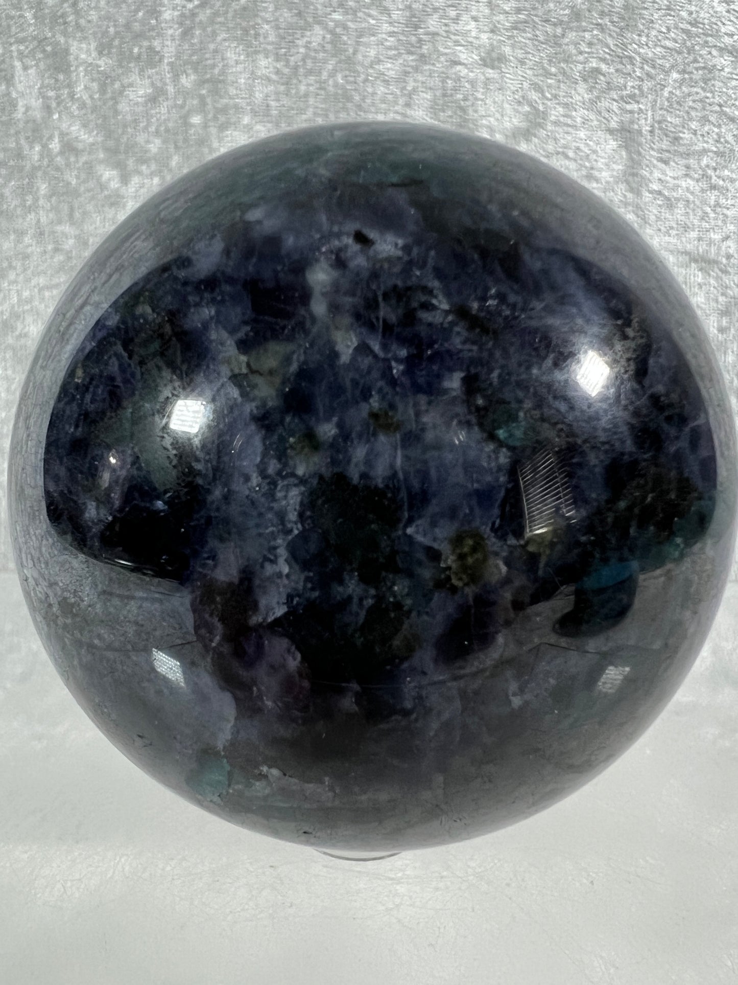 Iolite Crystal Sphere. 62mm. Gorgeous Rare Water Sapphire From Madagascar. Incredible Rare Cordierite Display Sphere.