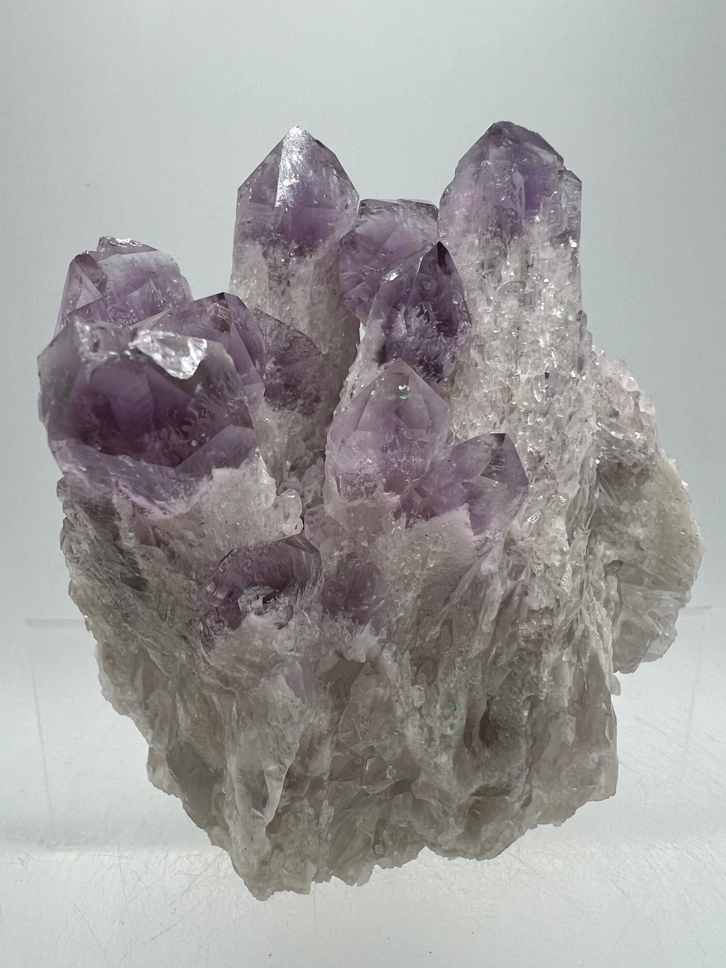 Sugar Amethyst Cluster. Gorgeous Shades Of Lavender With White Druzy Quartz. Beautiful Rare Amethyst Specimen From Zambia