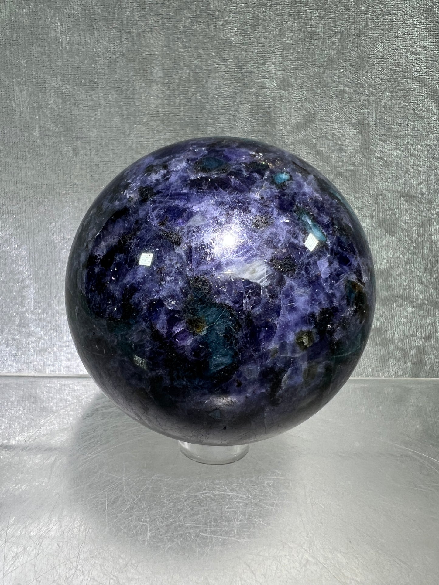 Iolite Crystal Sphere. 62mm. Gorgeous Rare Water Sapphire From Madagascar. Incredible Rare Cordierite Display Sphere.