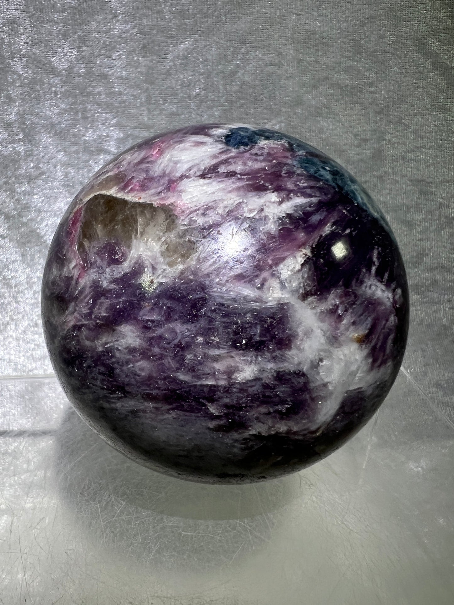Unicorn Crystal Sphere. 77mm. All Natural Rare Display Sphere. Amazing Colorful Inclusions.