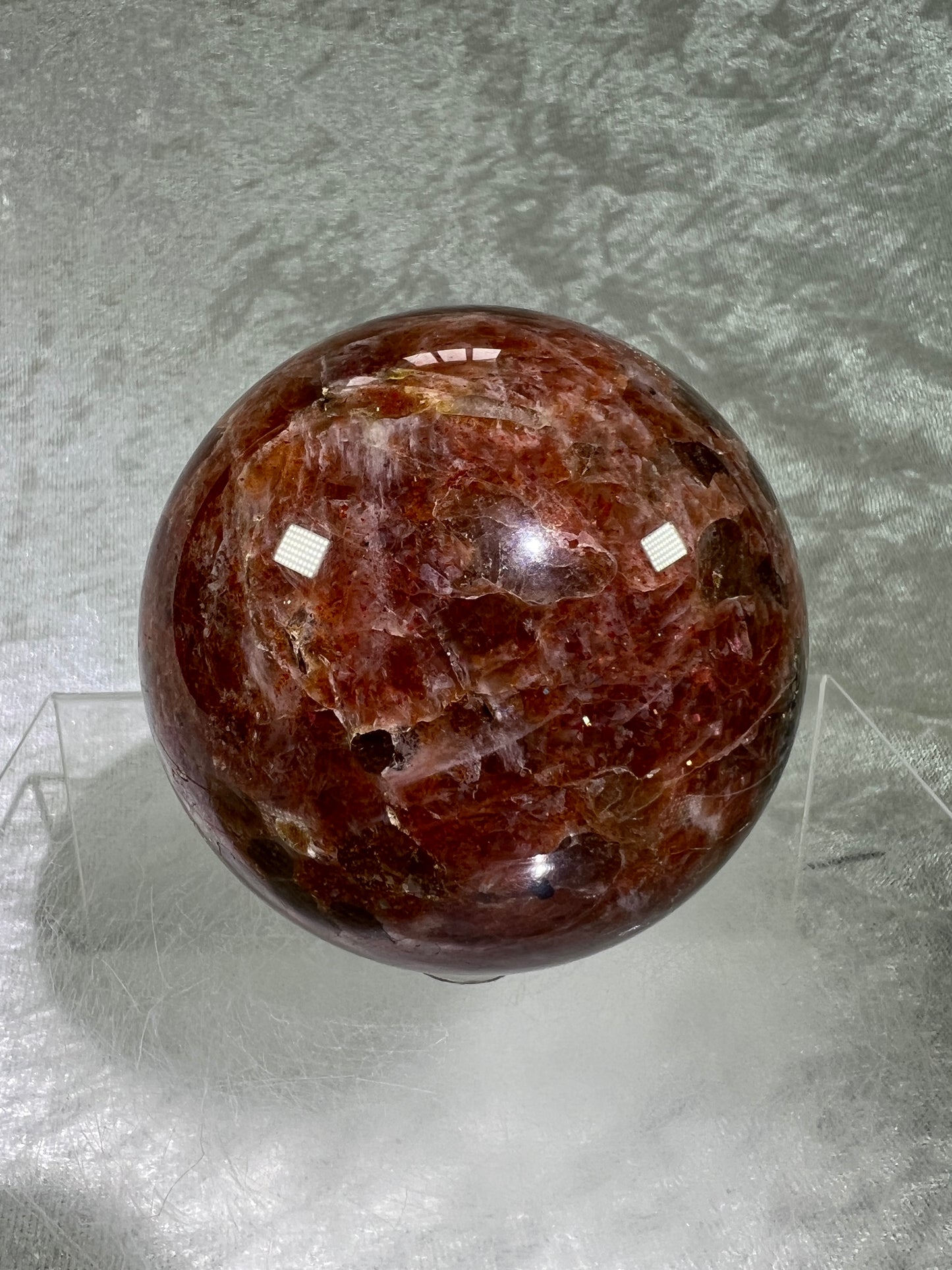 Sunstone Crystal Sphere. 72mm. Gorgeous Confetti Sunstone Sphere. High Quality Display Crystal