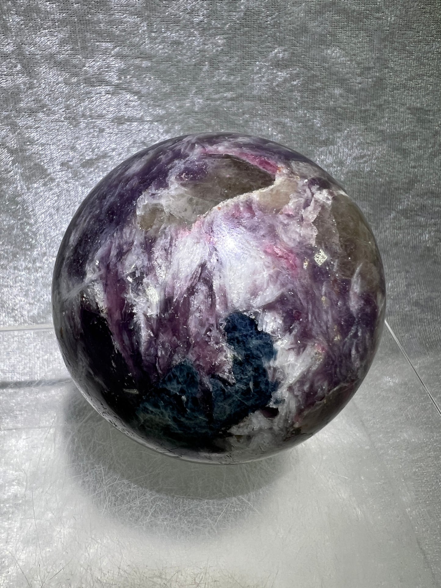 Unicorn Crystal Sphere. 77mm. All Natural Rare Display Sphere. Amazing Colorful Inclusions.
