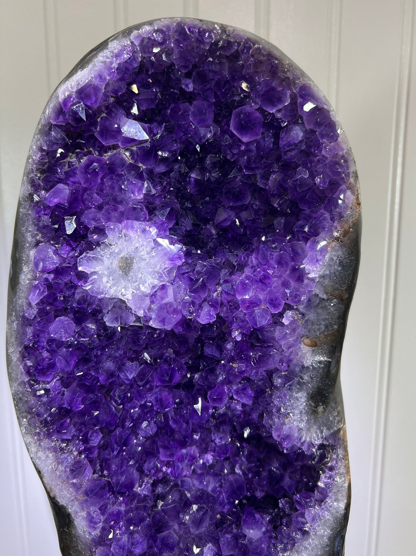 Amethyst Geode Specimen. Extra Large Uruguayan Specimen. Gorgeous Top Quality Statement Piece! Custom Made Steel Stand
