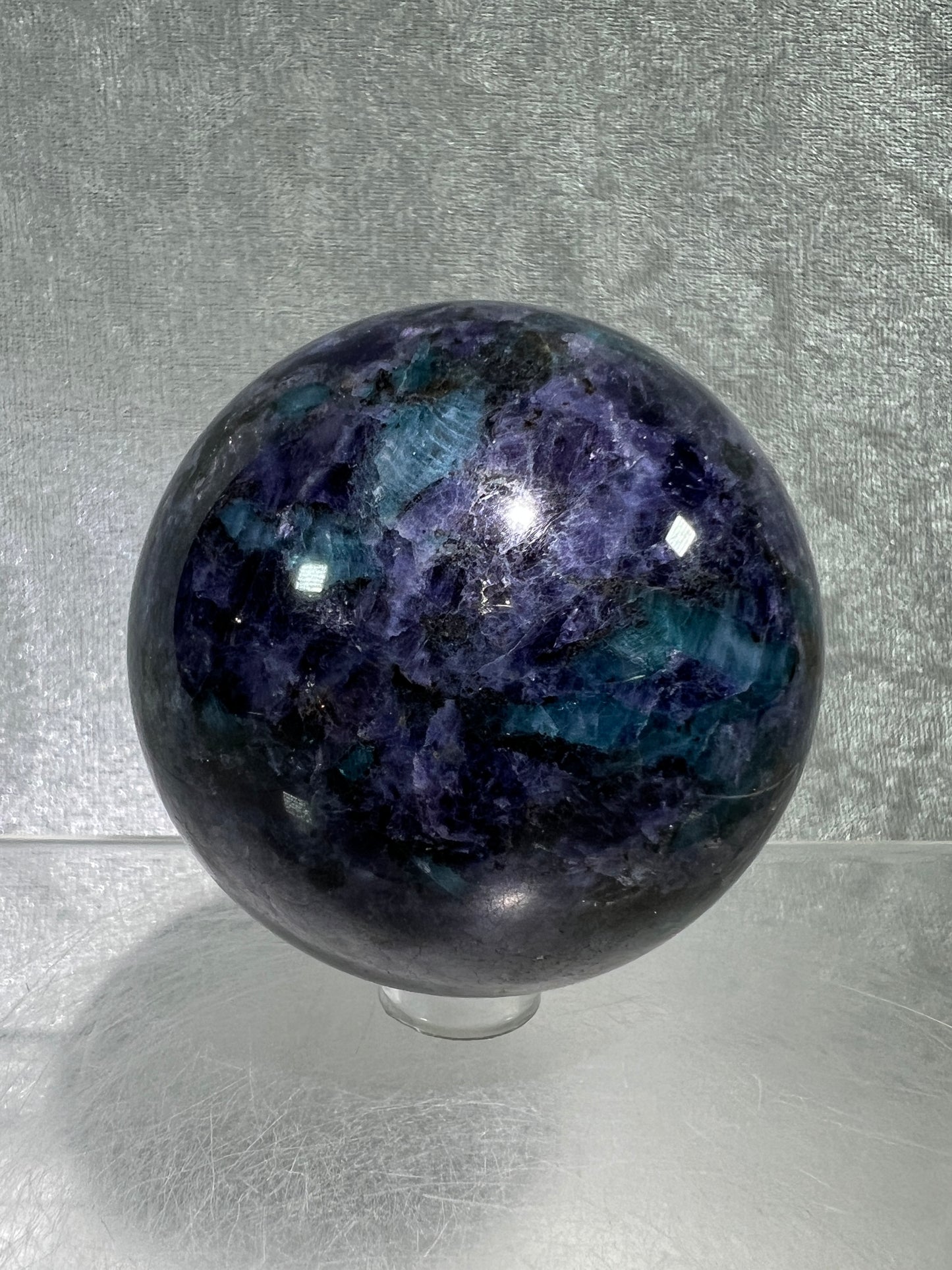 Iolite Crystal Sphere. 62mm. Gorgeous Rare Water Sapphire From Madagascar. Incredible Rare Cordierite Display Sphere.
