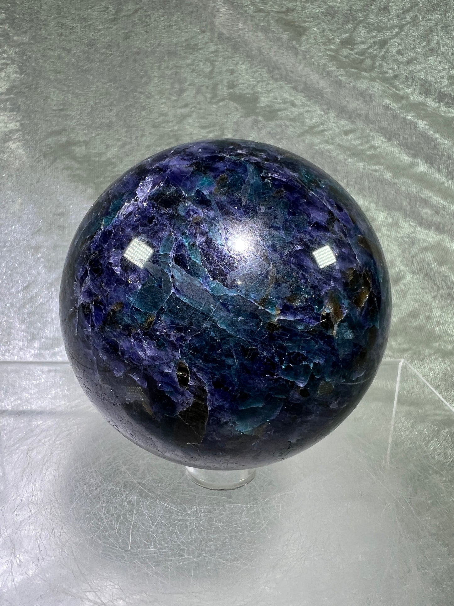 Iolite Crystal Sphere. 66mm. Beautiful Rare Water Sapphire From Madagascar. Amazing Rare Cordierite Display Sphere.