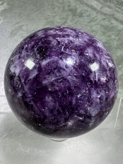 Lepidolite Purple Mica Sphere. Gorgeous Flashy Mica Display Crystal.