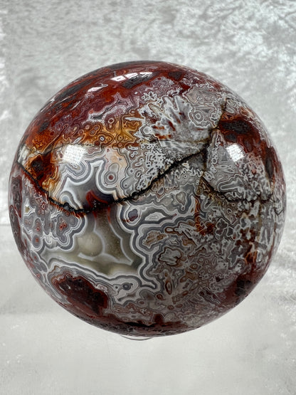 Mexican Crazy Lace Agate Sphere. 72mm. Gorgeous High Quality With Amazing Colors And Patterns