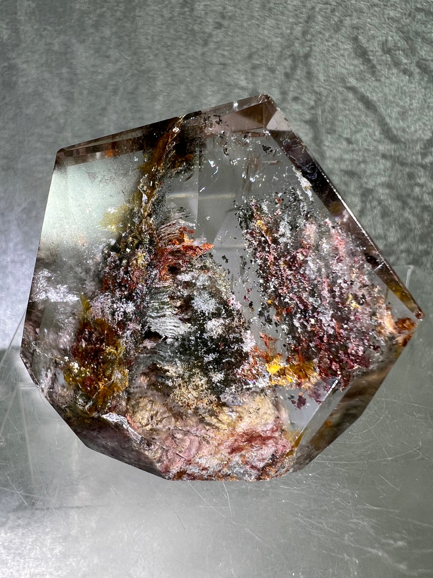 Garden Quartz Polished Freeform. Stunning Thousand Layer Quartz. Gorgeous Pastel Colors. Amazing Polished Lodolite Freeform.