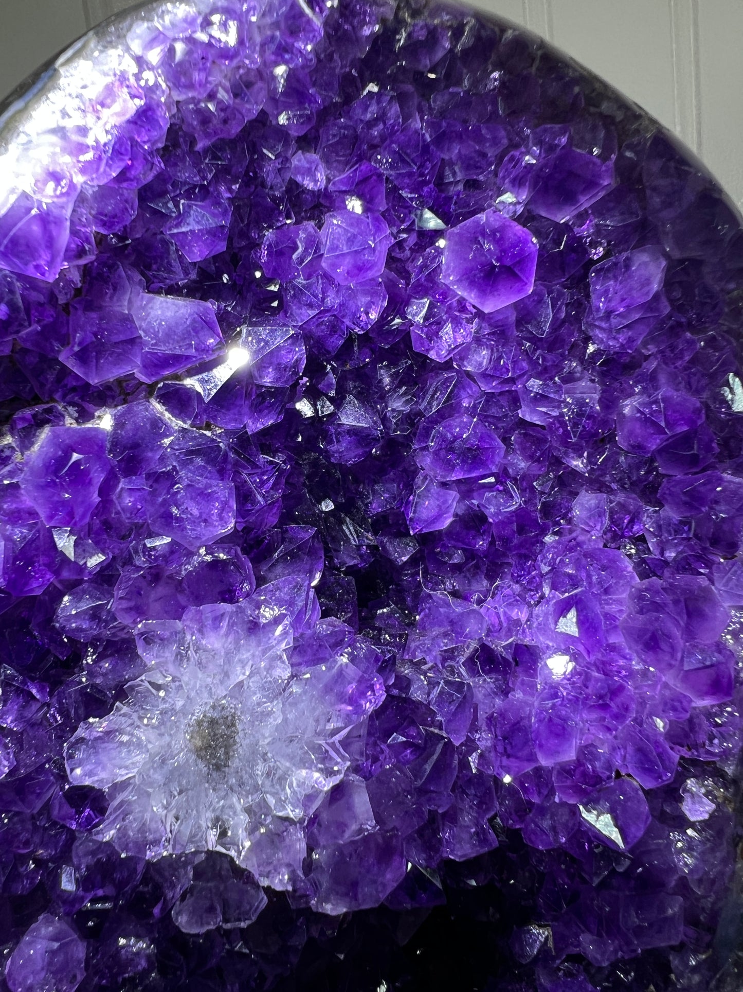 Amethyst Geode Specimen. Extra Large Uruguayan Specimen. Gorgeous Top Quality Statement Piece! Custom Made Steel Stand