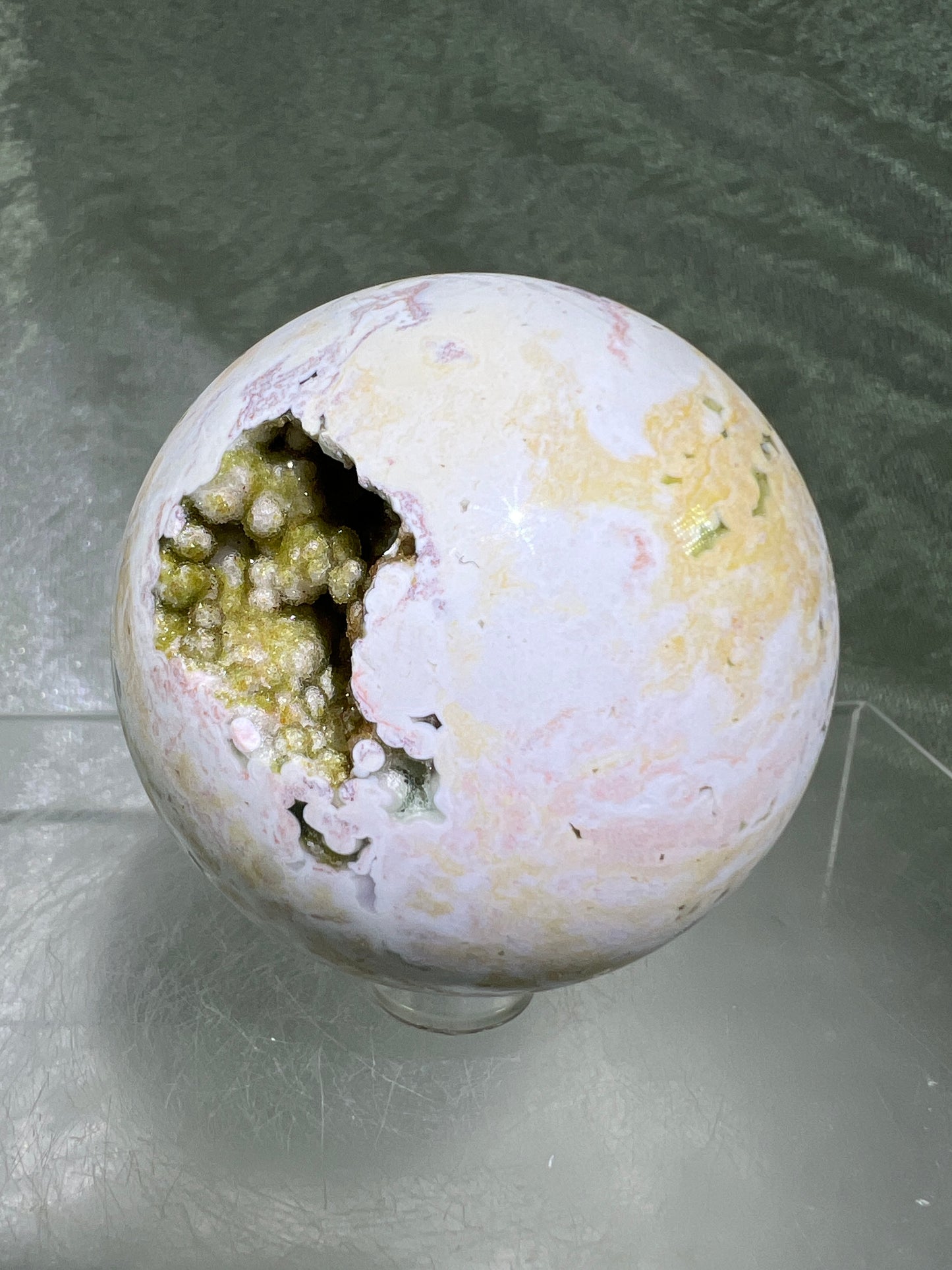 Ocean Jasper Sphere. Gorgeous Sugar Druzy Sphere. Stunning Colors On This Amazing Display Crystal