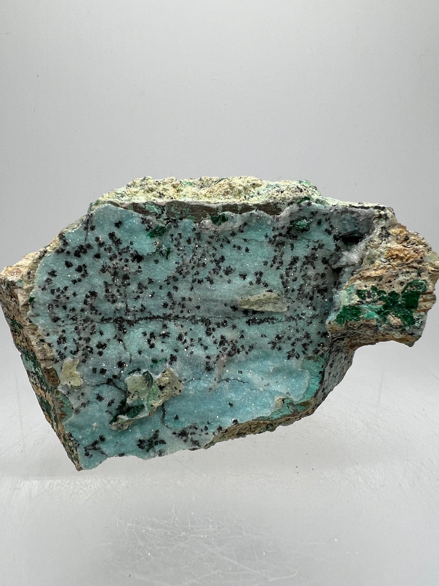 Chrysocolla And Malachite Specimen. Druzy Chrysocolla From Likasi, Congo. Gorgeous Display Crystal.