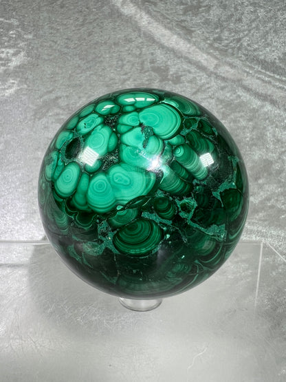 Malachite Crystal Sphere. 71mm. Stunning Malachite With Amazing Colors And Patterns.