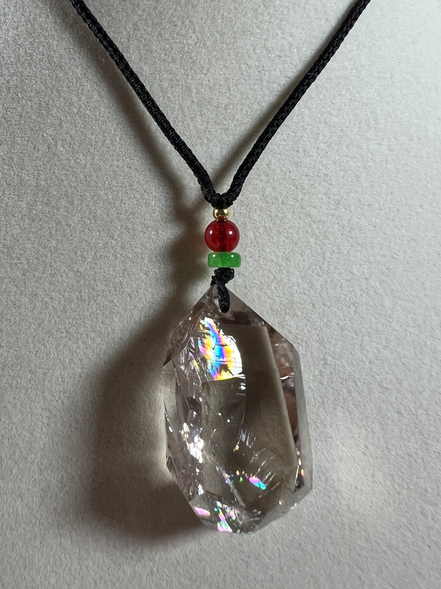 Smoky Quartz Pendant With Huge Rainbows. Gorgeous High Quality Necklace.