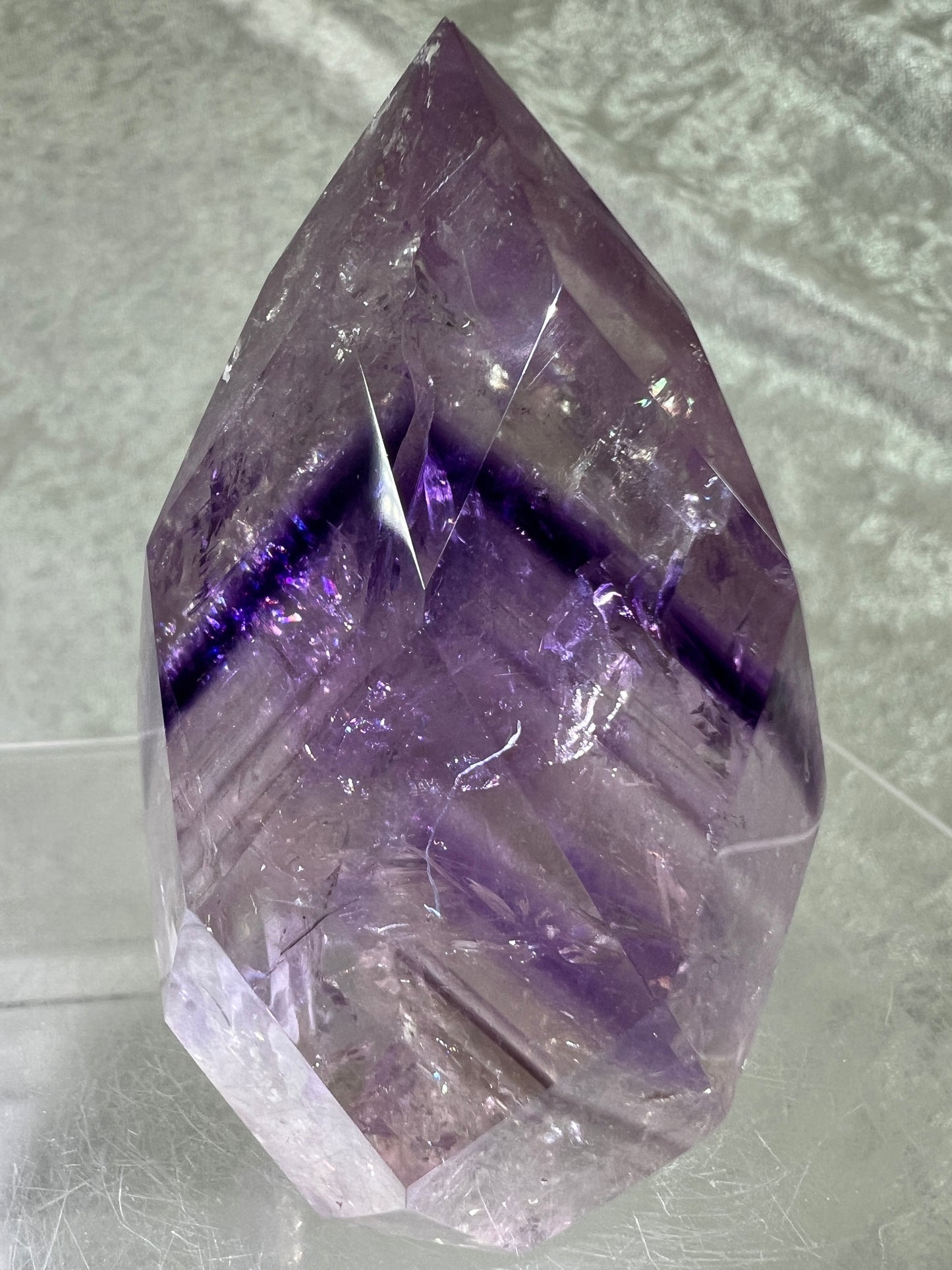 Phantom Amethyst Faceted Flame. Gorgeous Faceted Amethyst With Amazing Phantoms. High Quality Rare Crystal.