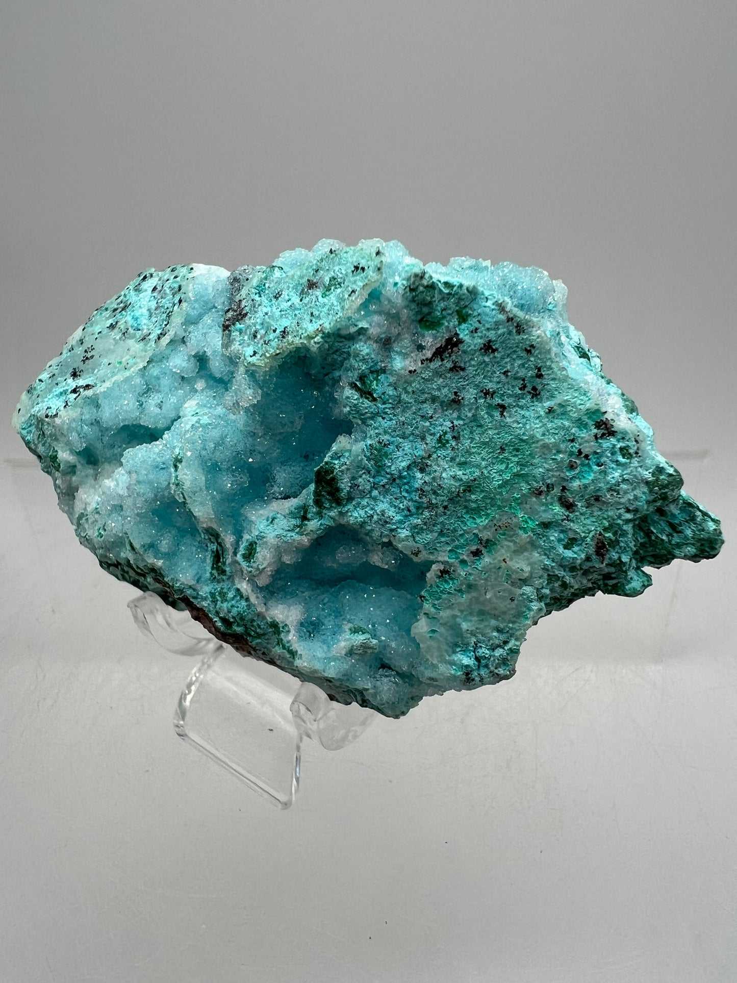 Chrysocolla And Malachite Specimen. High Quality Druzy Chrysocolla From Likasi, Congo. Gorgeous Color Display Crystal.