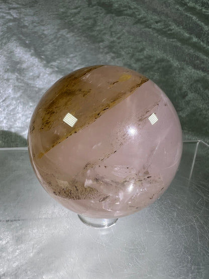 Dendritic Star Rose Quartz. Amazing Display Sphere With Asterisms And Dendritic Inclusions.