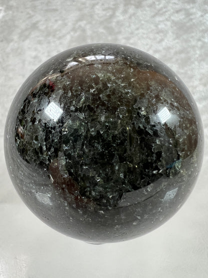 Peridot Olivine Sphere. Rare Peridot In Matrix Sphere. Gorgeous Green Gem Flash