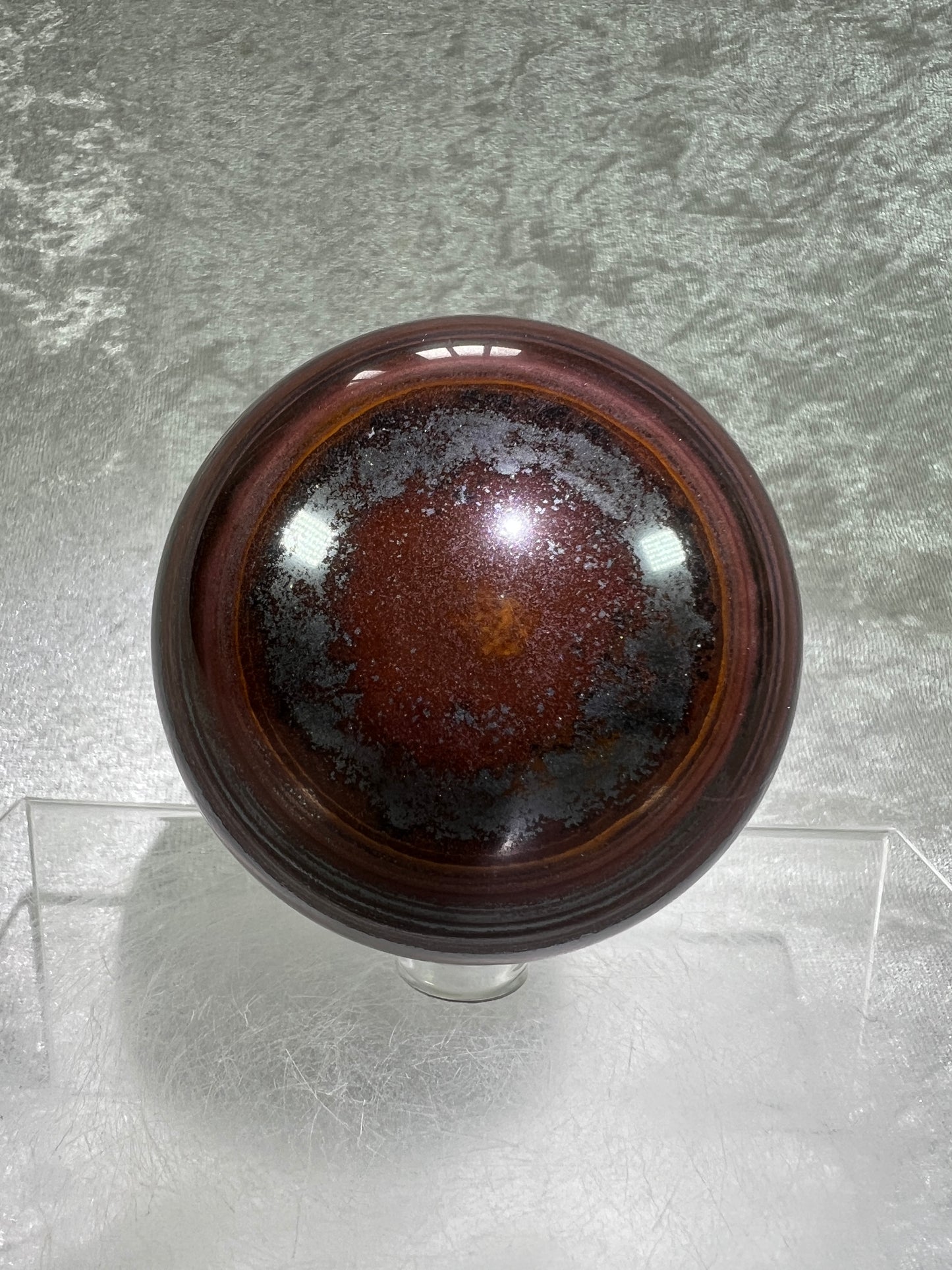 Tiger Iron Crystal Sphere. 72mm. Rare High Quality Display Sphere With Amazing Flash.