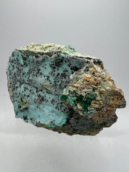 Chrysocolla And Malachite Specimen. Druzy Chrysocolla From Likasi, Congo. Gorgeous Display Crystal.