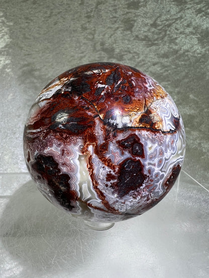 Mexican Crazy Lace Agate Sphere. 72mm. Gorgeous High Quality With Amazing Colors And Patterns