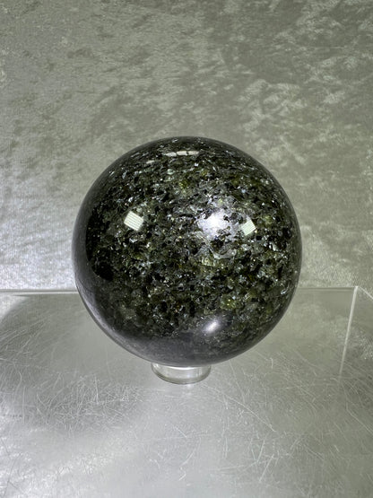 Peridot Olivine Sphere. Rare Peridot In Matrix Sphere. Gorgeous Green Gem Flash