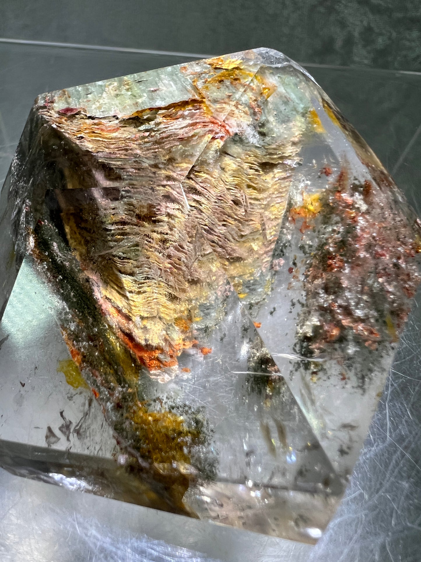 Garden Quartz Polished Freeform. Stunning Thousand Layer Quartz. Gorgeous Pastel Colors. Amazing Polished Lodolite Freeform.