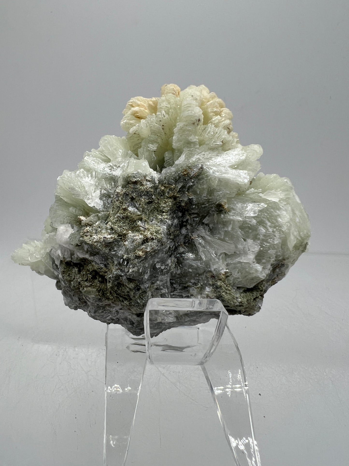 Prehnite Specimen From Morocco. Stunning Light Green Crystal Clusters. Gorgeous Mineral Display