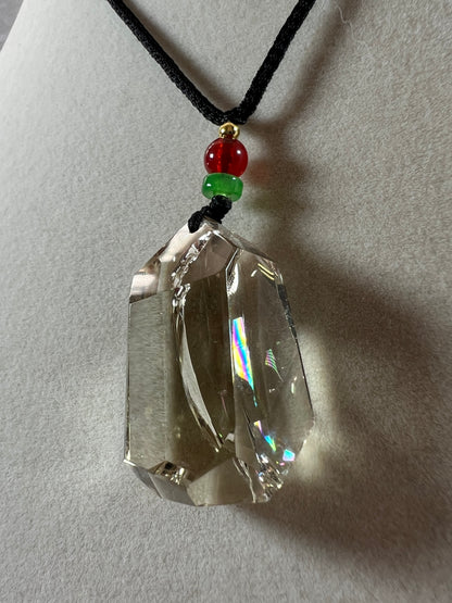 Citrine Pendant With Huge Rainbows. High Quality Polished Citrine. Amazing One Of A Kind Necklace