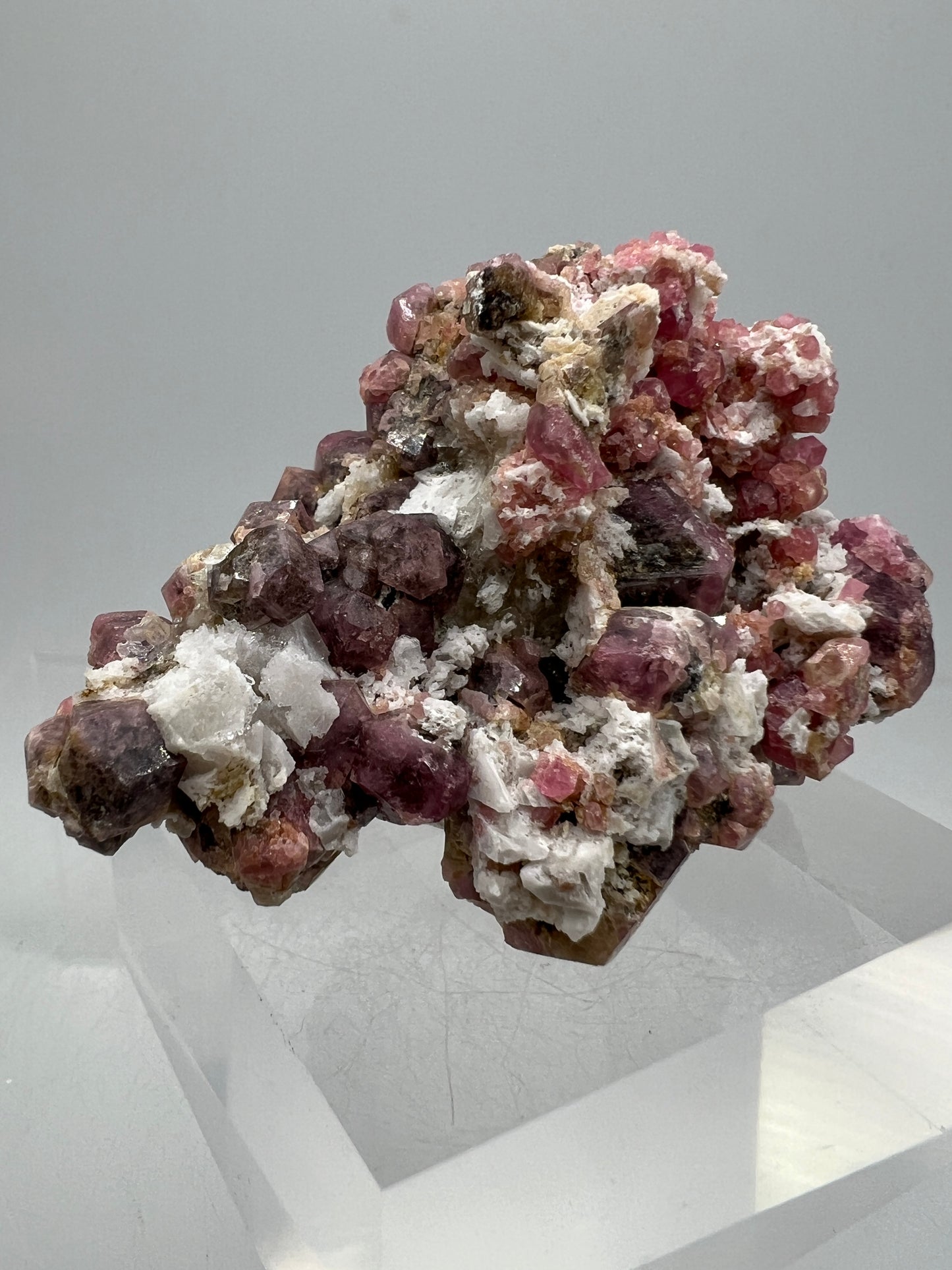 Raspberry Grossular Garnet Specimen. Gorgeous Pink Garnet From Coahuila, Mexico. Rare Crystal Display Cluster