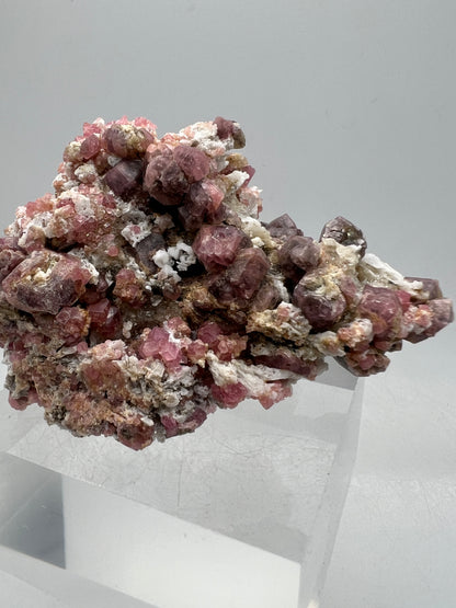 Raspberry Grossular Garnet Specimen. Gorgeous Pink Garnet From Coahuila, Mexico. Rare Crystal Display Cluster