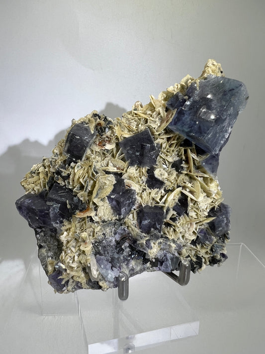 Fluorite, Muscovite, And Druzy Sphalerite Specimen. World Famous Yaogangxian Fluorite Cubes. Beautiful Mixed Mineral Specimen.