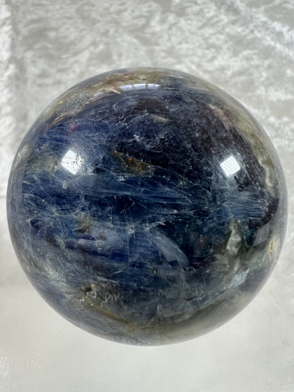 Kyanite Crystal Sphere. 58mm. Gorgeous Blue Kyanite Display Sphere. Interesting Crystal With Stunning Flash