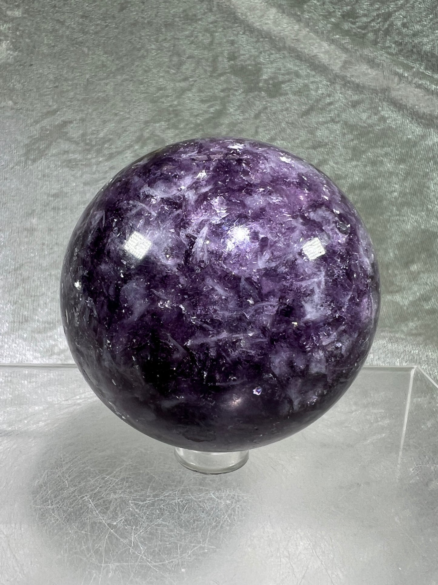 Lepidolite Purple Mica Sphere. Gorgeous Flashy Mica Display Crystal.