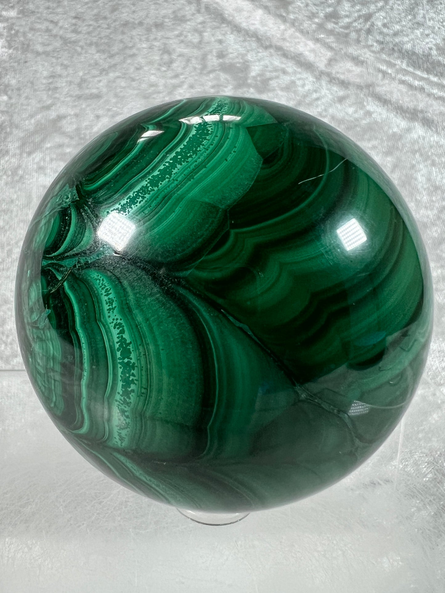 Malachite Crystal Sphere. 71mm. Stunning Malachite With Amazing Colors And Patterns.